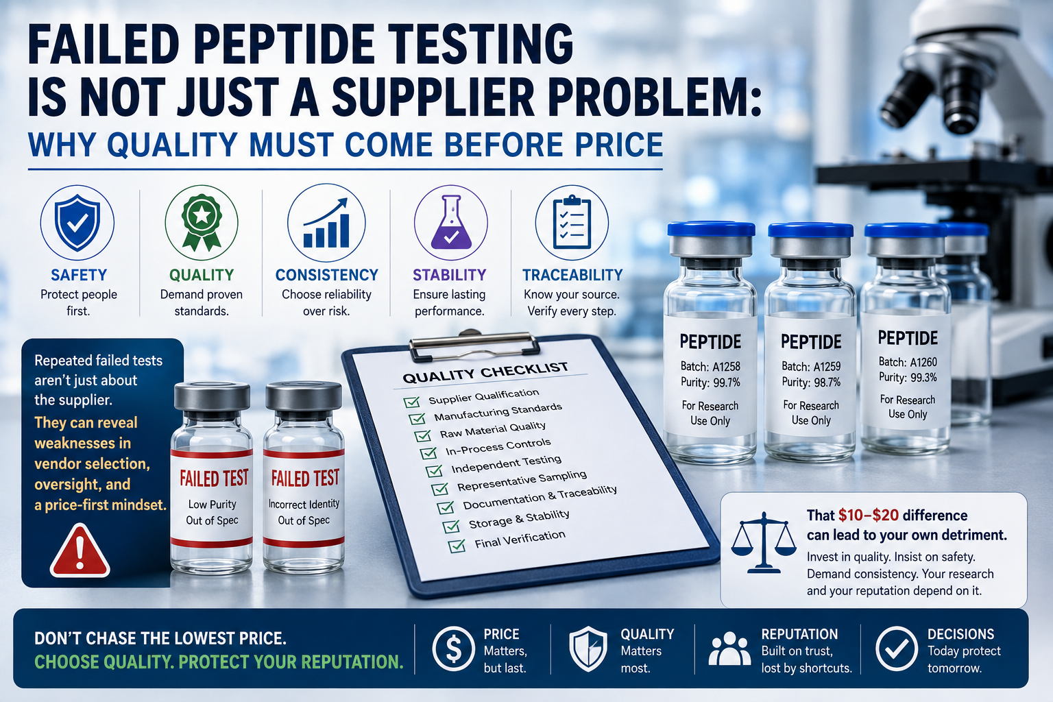 Failed Peptide Testing Is Not Just a Supplier Problem: Why Quality Must Come Before Price